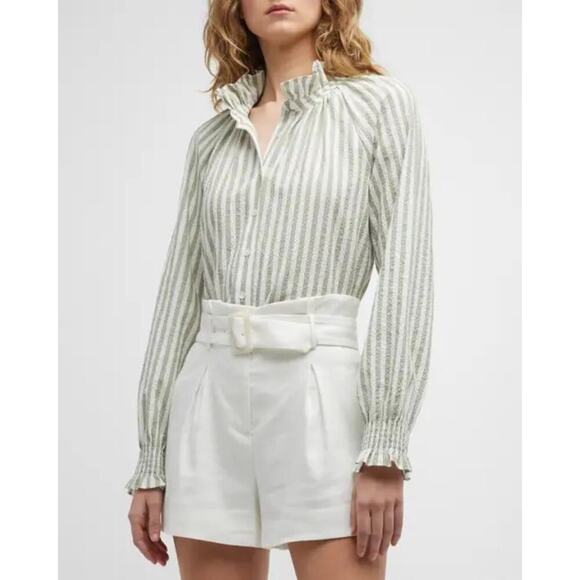 Veronica Beard Callisto Striped Ruffle Collar Shirt - Picture 1 of 5